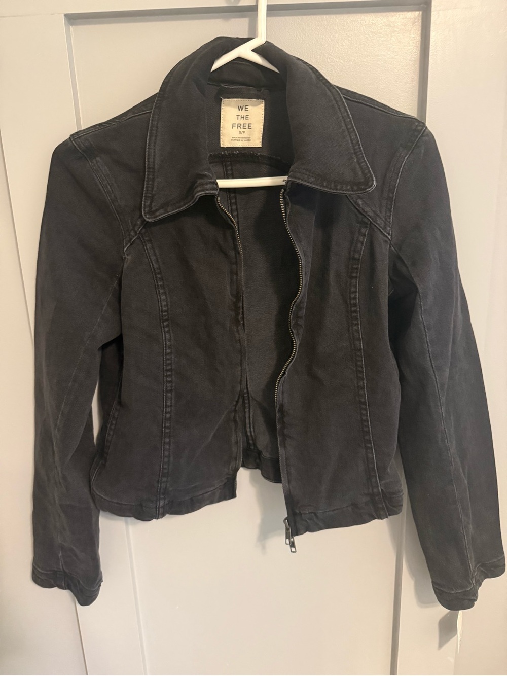 We the free- black river denim zip up jacket